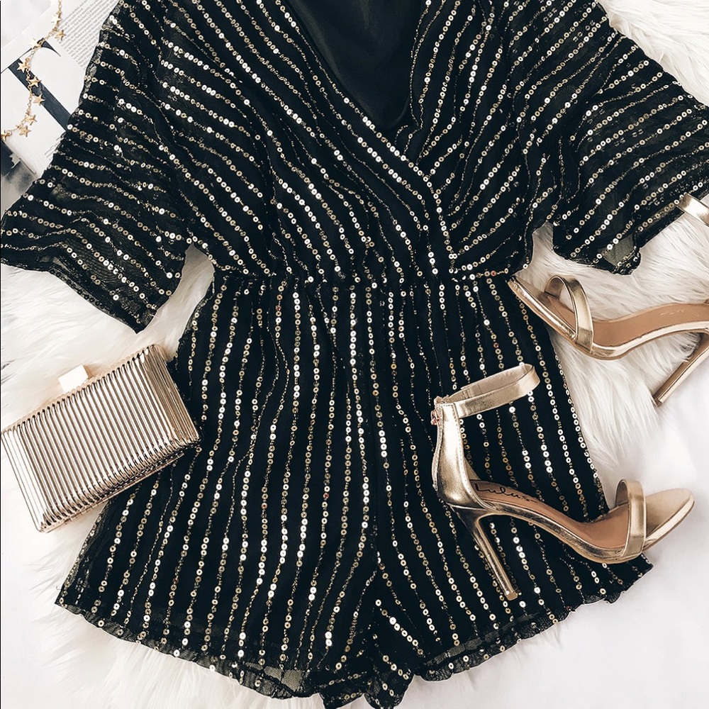 Black and gold beaded and sequin romper - xs